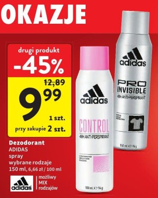 Dezodorant ADIDAS spray wybrane rodzaje promocja w Intermarche