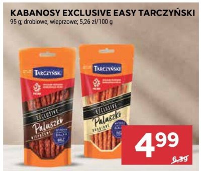 Kabanosy Exclusive Easy Tarczyński drobione, wieprzowe promocja w Stokrotka