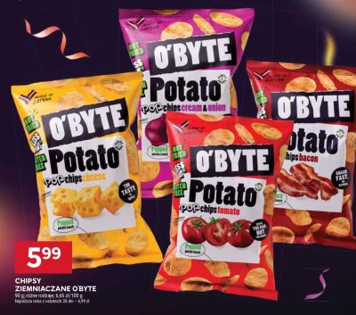 Chipsy ziemniaczane O'Byte Potato cream & onion promocja w Stokrotka