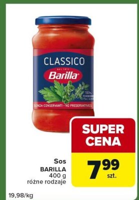 Sos BARILLA CLASSICO 400g różne rodzaje promocja w Carrefour Express