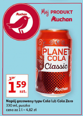 Napój zero Auchan planet cola promocja