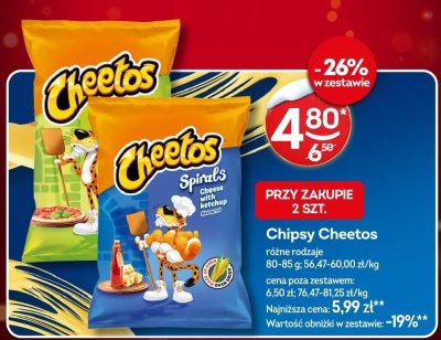 Chipsy Cheetos różne rodzaje promocja w Żabka