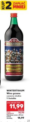 Wino grzane Wintertraum czerwone słodkie 1 l butelka promocja w Kaufland