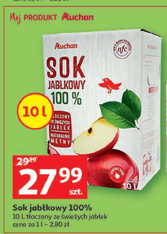 Sok jabłkowy Auchan różnorodne (logo czerwone) promocje