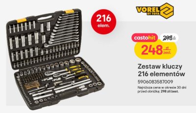 Zestaw kluczy 216 elementów Vorel promocja w Castorama