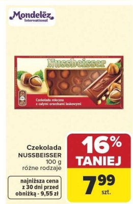 Czekolada Nussbeisser 100 g różne rodzaje promocja w Carrefour