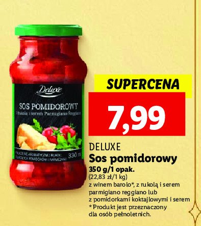 Sos pomidorowy z rukolą cebulą serem i orzechami nerkowca Deluxe promocja