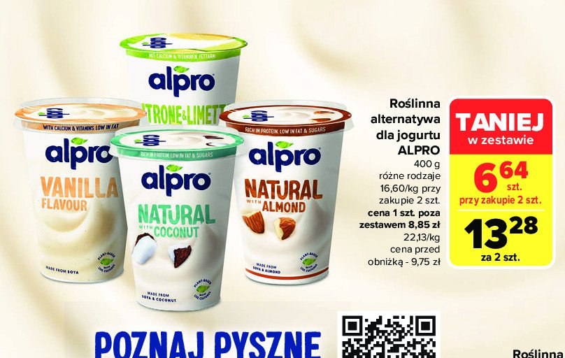 Jogurt sojowy wanilia Alpro promocja w Carrefour Market