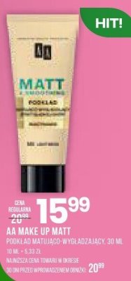 Podkład matujący AA MATT REVOLUTION MATT 30 ML promocja w Drogerie Natura