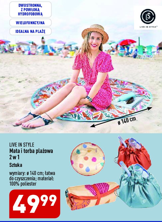 Mata i torba pla偶owa 2w1 Live in style promocja