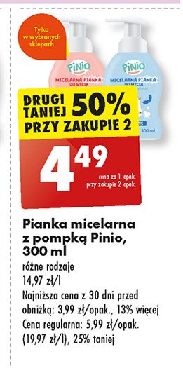 Micelarna pianka do mycia guma balonowa Pinio promocja w Biedronka