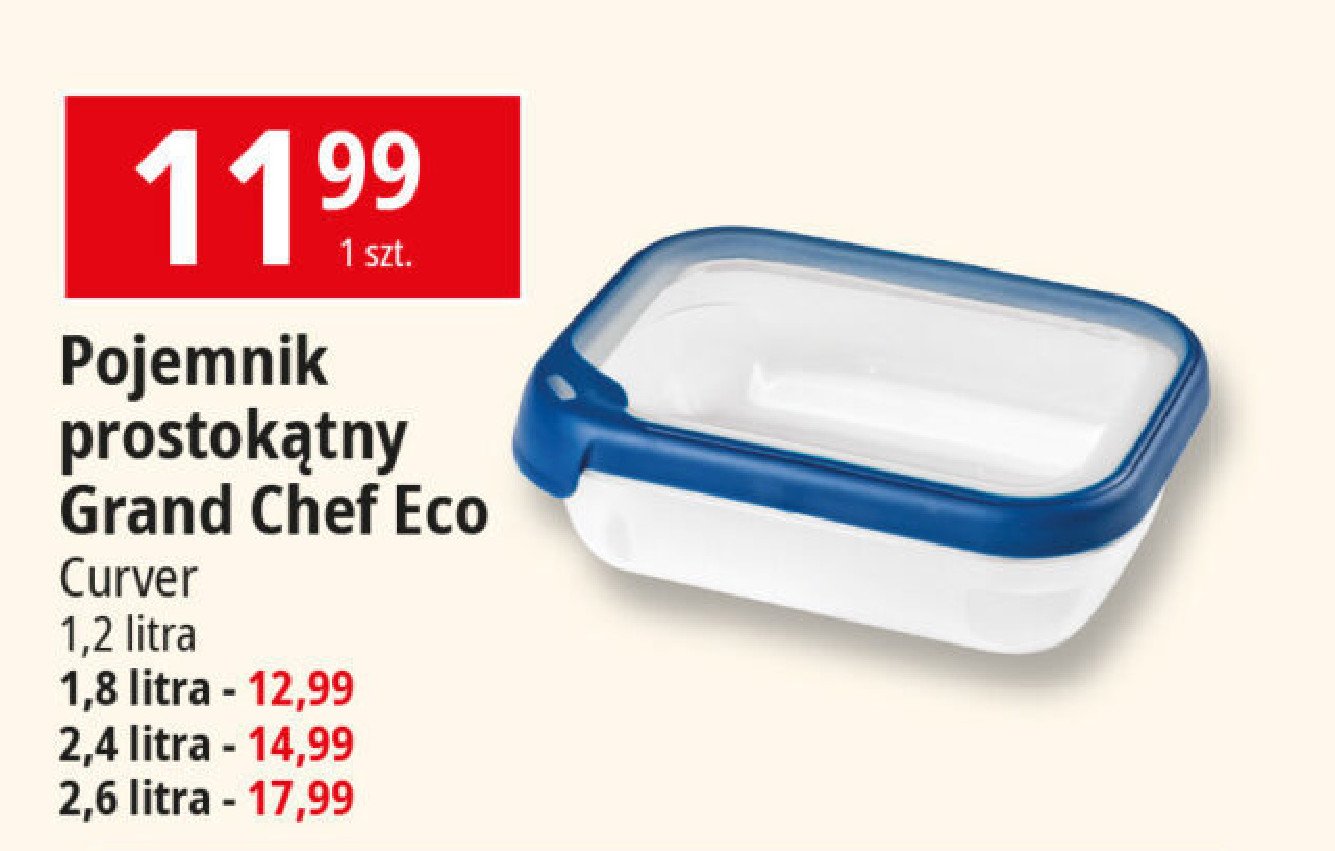 Pojemnik prostokątny grand chef 1.2 l Curver promocja