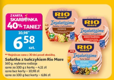 Sałatka z tuńczykiem Rio Mare 160 g wybrane rodzaje promocja w Auchan