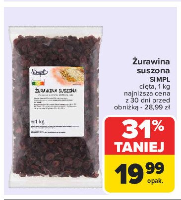 Zurawina suszona cięta Simply promocja w Carrefour Market