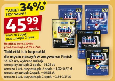 Tabletki lub kapsułki do mycia naczyń w zmywarce Finish promocja w Auchan