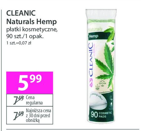 Płatki kosmetyczne hemp Cleanic promocja