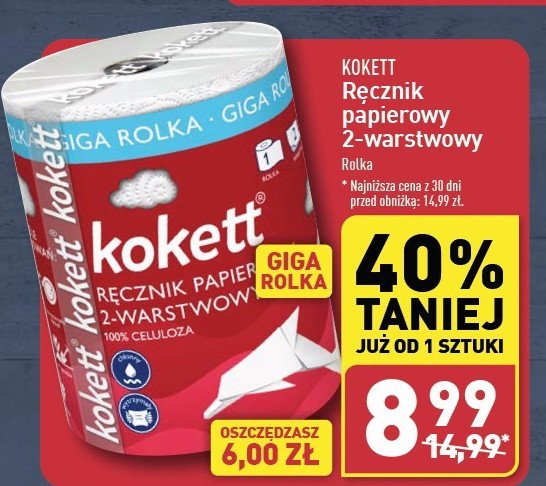 Ręcznik papierowy 2-warstwowy Kokett promocja w Aldi