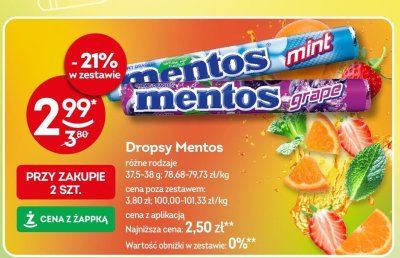 Dropsy Mentos różne rodzaje promocja w Żabka