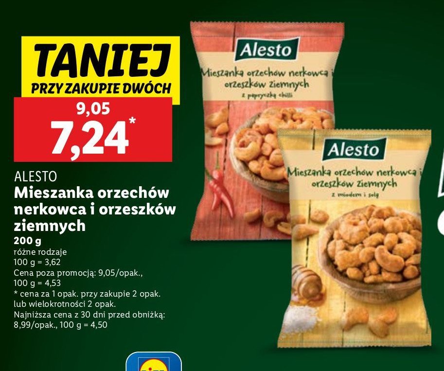 Mieszanka orzechów nerkowca i orzeszków ziemnych z papryczką chili Alesto promocja