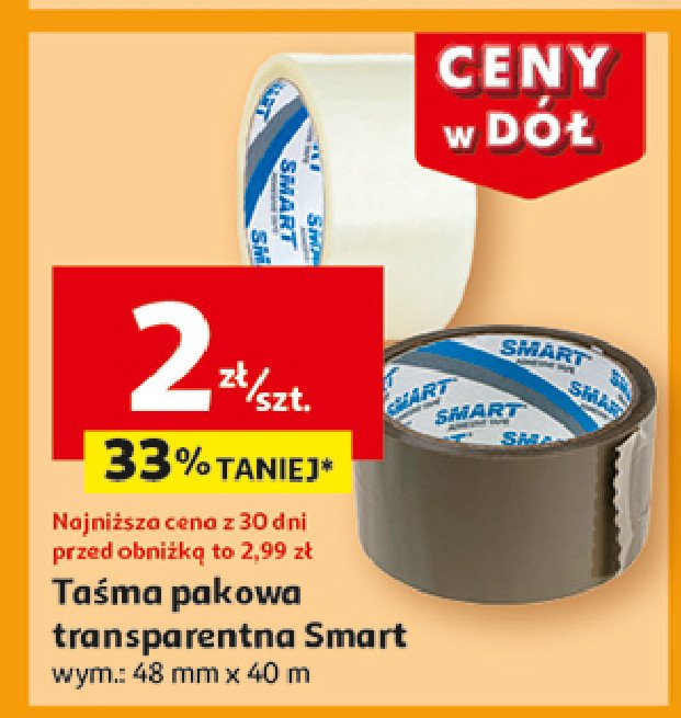 Taśma pakowa transparentna 48 mm x 40 m Smart promocja