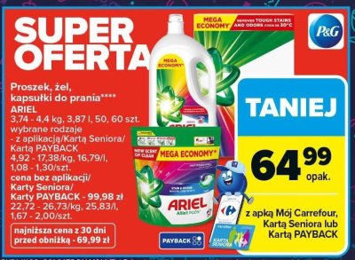 Proszek do prania Ariel 3,74 kg promocja w Carrefour Market