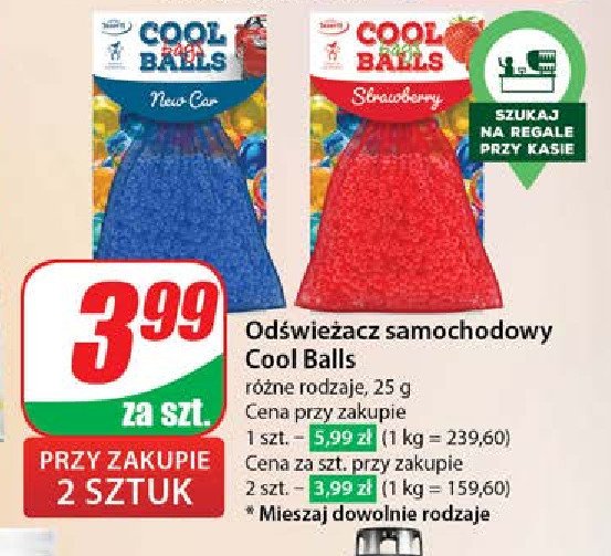 Odświezacz samochodowy cool balls strawberry TASOTTI promocja w Dino