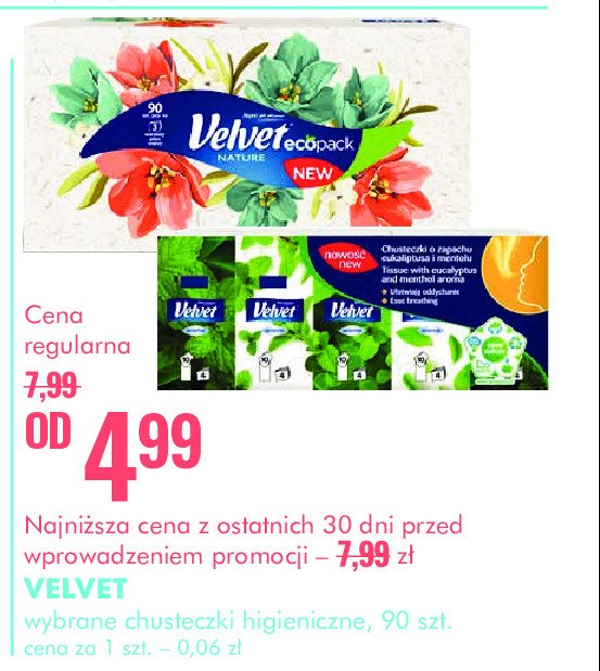 Chusteczki higieniczne menthol Velvet promocja