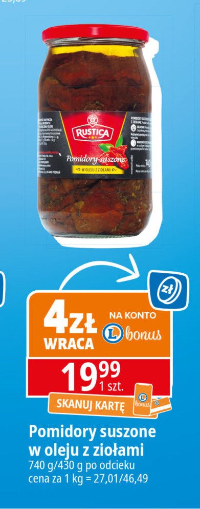 Pomidory suszone w oleju z ziołami Wiodąca marka rustica promocja w Leclerc