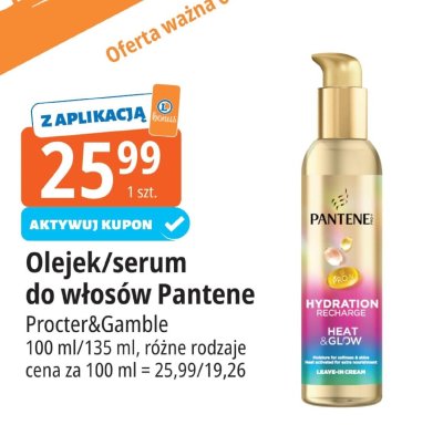 Olejek/serum do włosów Pantene Hydration Recharge promocja w Leclerc
