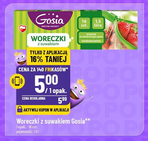 Woreczki z suwakiem 1.5 l Gosia promocja