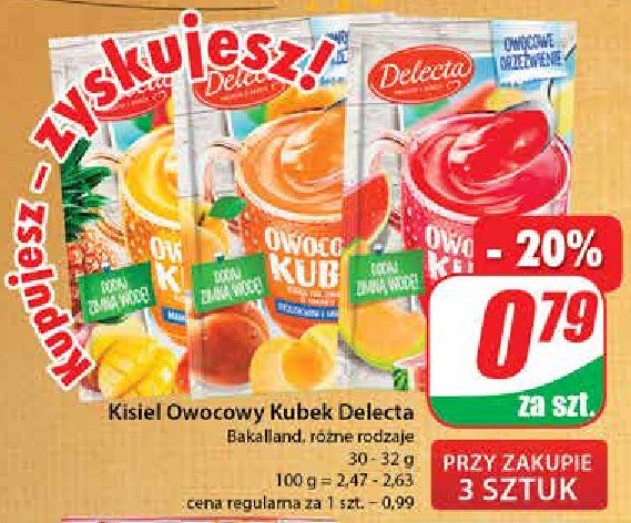 Kisiel na zimno mango i ananas Delecta owocowy kubek promocja