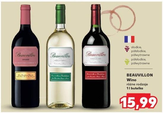 Wino białe półsłodkie Beauvillon promocja