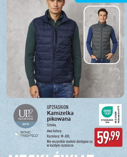 Kamizelka męska pikowana Up2fashion promocja w Aldi