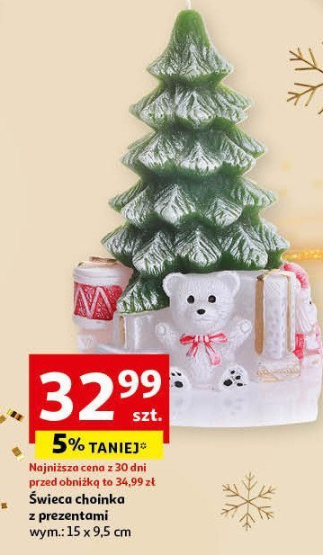 Świeca choinka z prezentami 15 x 9.5 cm promocja w Auchan