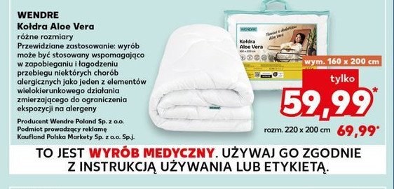 Kołdra aloe vera 220 x 200 cm Wendre promocja w Kaufland