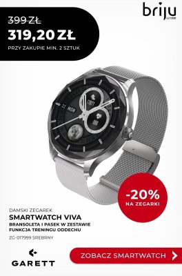 Damski zegarek Smartwatch VIVA bransoleta i pasek w zestawie funkcja treningu oddechu ZG-017999 srebrny promocja w Briju