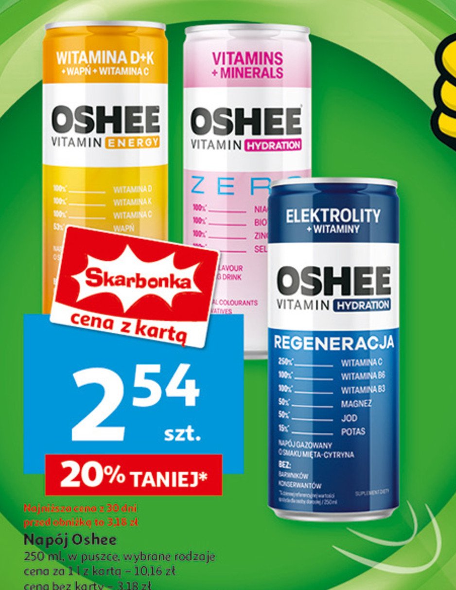 Napój elektrolity + witaminy Oshee vitamin energy promocja