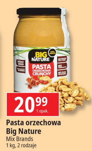 Pasta orzechowa crunchy Big nature promocja w Leclerc