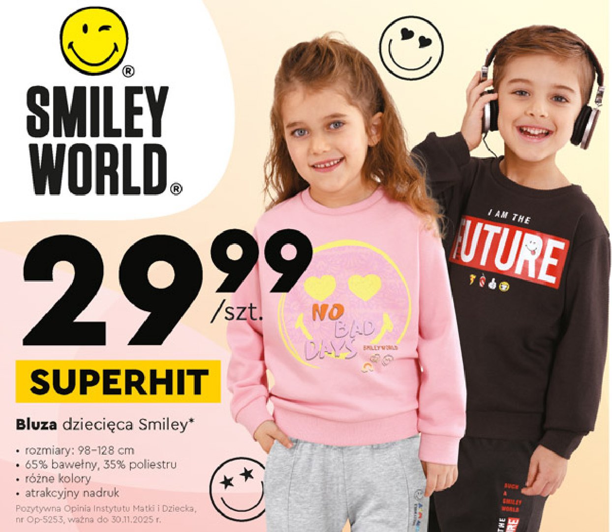 Bluza dziecięca 98-128 cm SMILEY WORLD promocja