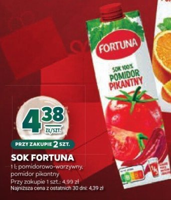 Sok Fortuna pomidorowo-warzywny promocja w Stokrotka