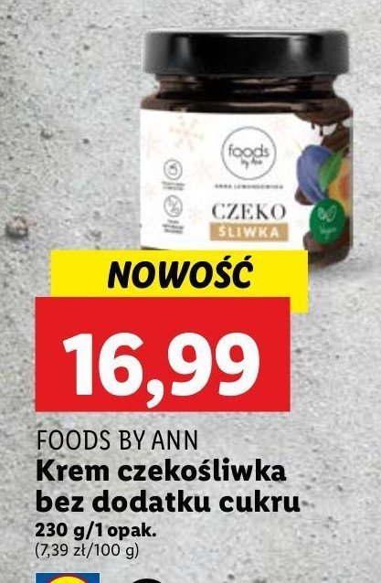 Krem czekoladowy śliwka Foods by ann promocja