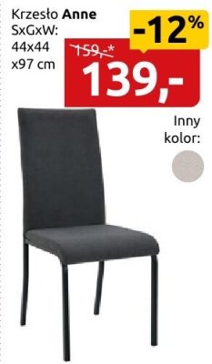 Krzesło Anne, SxGxW: 44x44x97 cm promocja w Black Red White