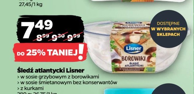 Filety śledziowe w sosie śmietanowym bez konserwantów Lisner promocja w Netto