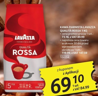 Kawa ziarnista Lavazza Qualità Rossa 1 kg promocja w Selgros