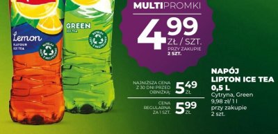 Napój Lipton Ice Tea 0.5L Cytryna, Green promocja w Duży Ben