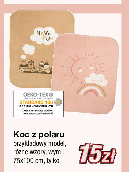 Kocyk dzieci臋cy z polaru 75x100cm promocja