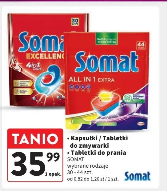 Tabletki do zmywarki SOMAT EXCELLENCE 4IN1 promocja w Intermarche