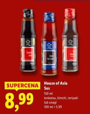 Sos House of Asia - tonkatsu, kimchi, teriyaki lub unagi promocja w Lidl