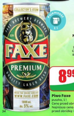 Piwo Faxe puszka 1l promocja w Dino