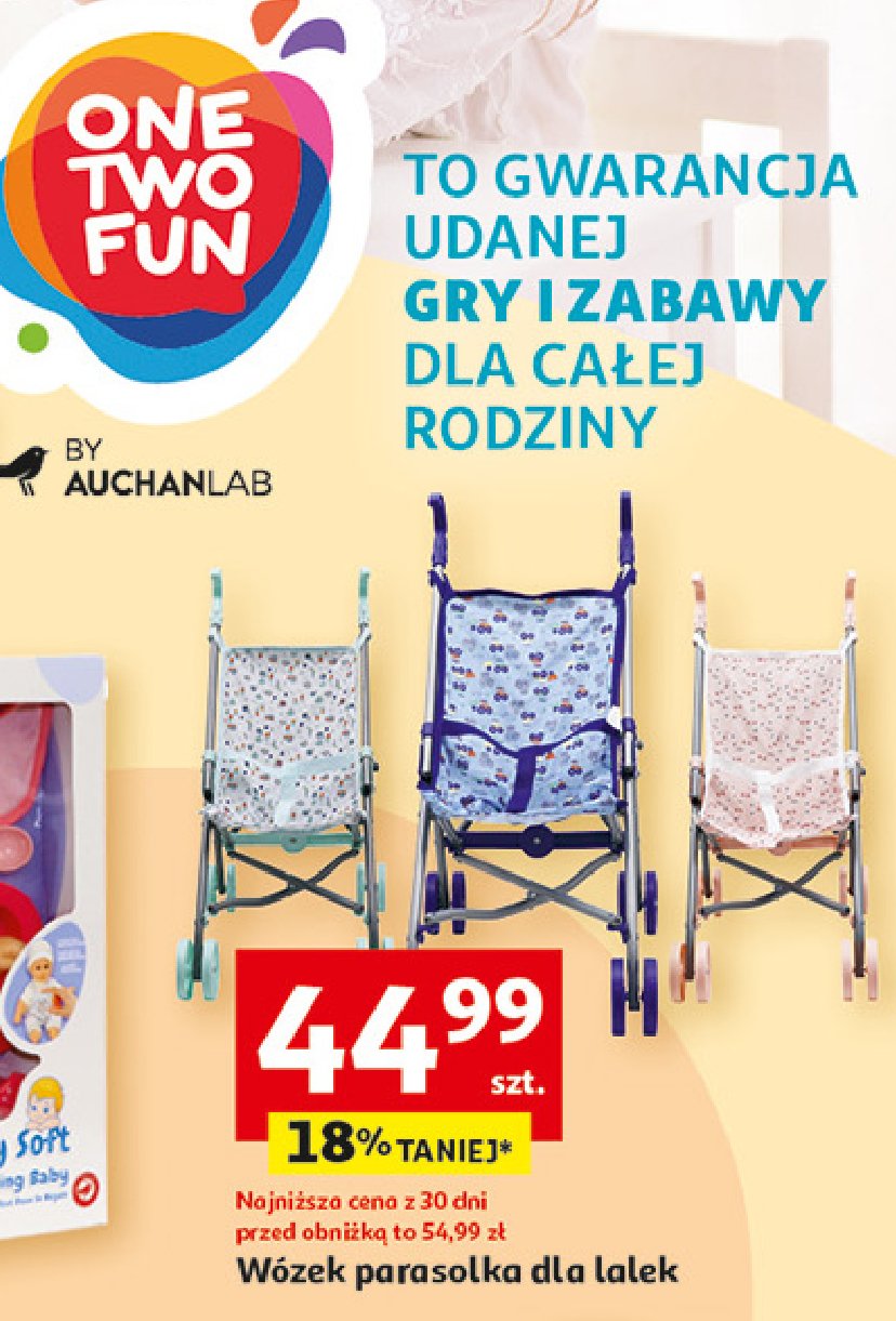 Wózek z parasolką One two fun promocja w Auchan